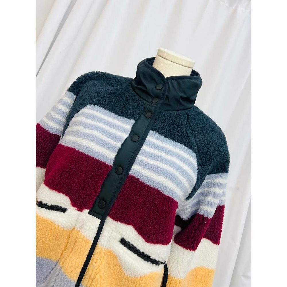NWT! Free People Hit The Slopes Printed Fleece Jacket Run Stripe SM - Picture 5 of 10